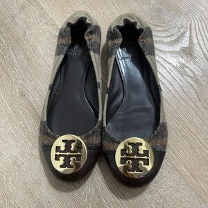 Tory Burch Plaid Flannel Flats
